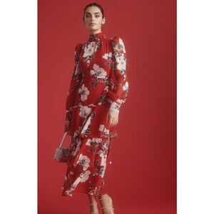 Anthropologie Exquise Tiered Mock-Neck Maxi Dress